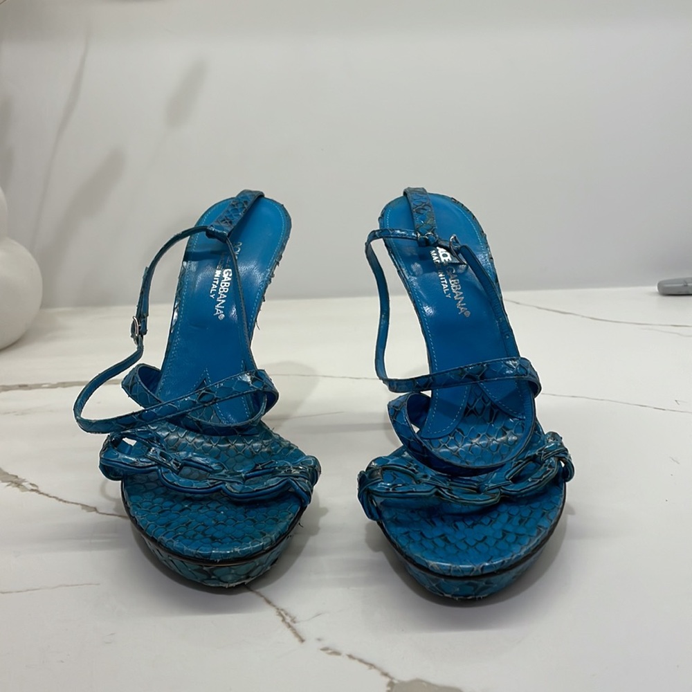 Python blue strapy sandals - Picture 2 of 5